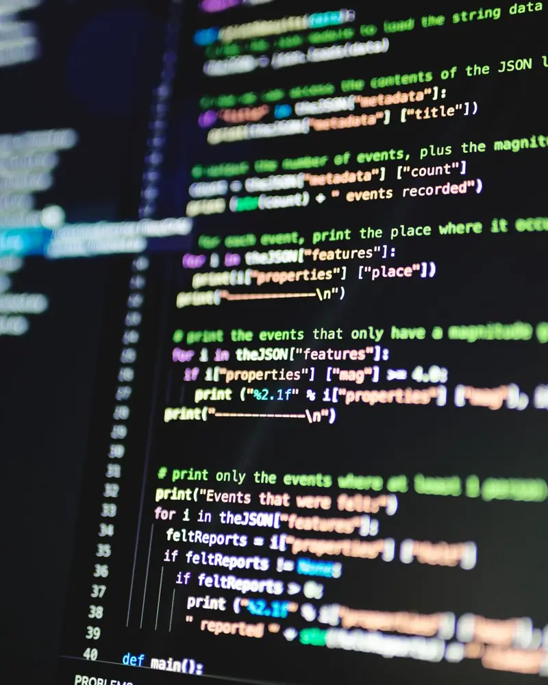 Codice colorato di un programma sullo schermo