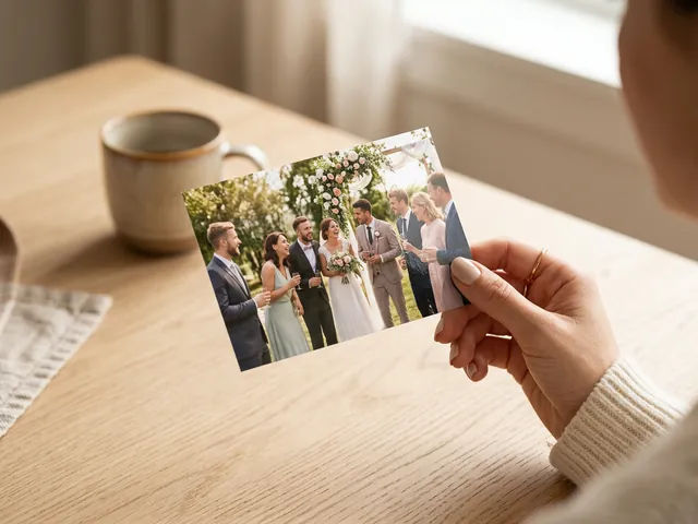 A 10x15 print held in a hand over a table